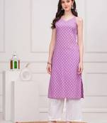 Purple  pure cotton printed kurti for women