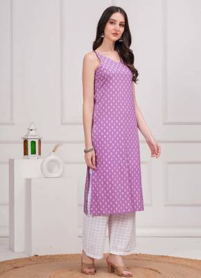 Purple  pure cotton printed kurti for women 3