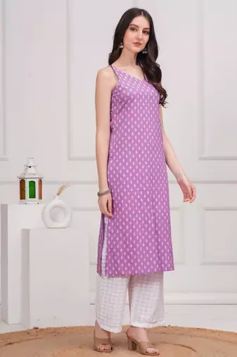 Purple  pure cotton printed kurti for women