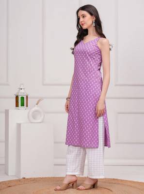 Purple  pure cotton printed kurti for women 4