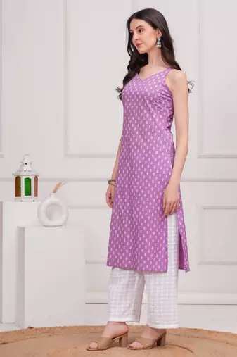Purple  pure cotton printed kurti for women
