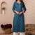 Teal blue  pure cotton printed kurti for women