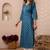 Teal blue  pure cotton printed kurti for women
