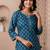 Teal blue  pure cotton printed kurti for women