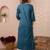 Teal blue  pure cotton printed kurti for women