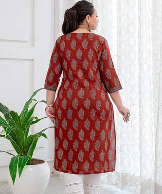 Maroon  pure cotton printed kurti for women 5