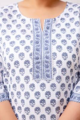 White  pure cotton printed kurti for women 2