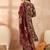Women’s maroon silk blend floral embroidered kurta with trouser & dupatta