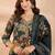 Women’s blue silk blend floral embroidered kurta with trouser & dupatta 