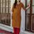 Mustard  pure cotton printed kurti for women