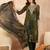Women’s green silk blend paisley embroidered kurta with trouser & dupatta 