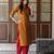 Mustard  pure cotton printed kurti for women