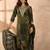 Women’s green silk blend paisley embroidered kurta with trouser & dupatta 