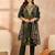 Women’s green silk blend paisley embroidered kurta with trouser & dupatta 