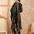 Women’s green silk blend paisley embroidered kurta with trouser & dupatta 