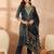 Women’s blue silk blend paisley embroidered kurta with trouser & dupatta 