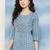 Blue  pure cotton embroidered kurti for women
