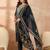 Women’s blue silk blend paisley embroidered kurta with trouser & dupatta 