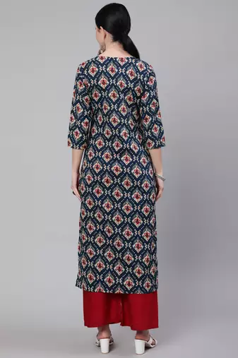 Blue  pure cotton printed kurti for women