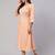 Peach  viscose rayon embroidered kurti for women