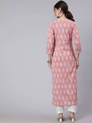 Pink  pure cotton printed kurti for women 5