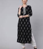 Black  pure cotton printed kurti for women