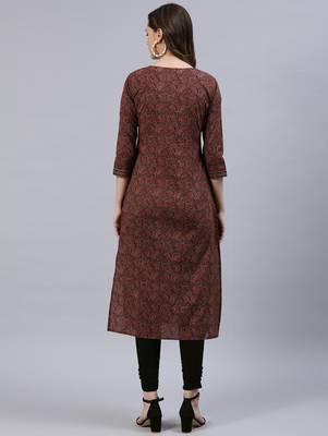 Maroon  pure cotton printed kurti for women 5