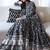 Black maslin cotton digital print anarkali gown set