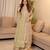 Pastel pista green chinon silk blend kurti palazzo set