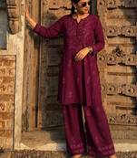 Wine maroon rayon cotton cord set