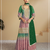 Bottle green heavy chinon printed embroidered palazzo suit