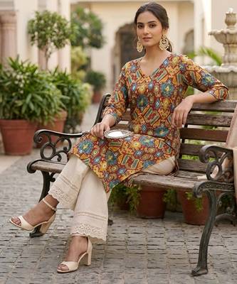 Multi  pure cotton printed kurti for women 1