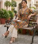 Multi  pure cotton printed kurti for women