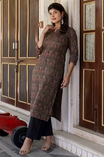 Multi  pure cotton printed kurti for women