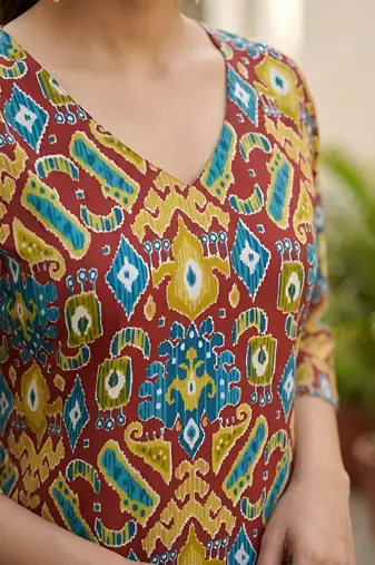 Multi  pure cotton printed kurti for women
