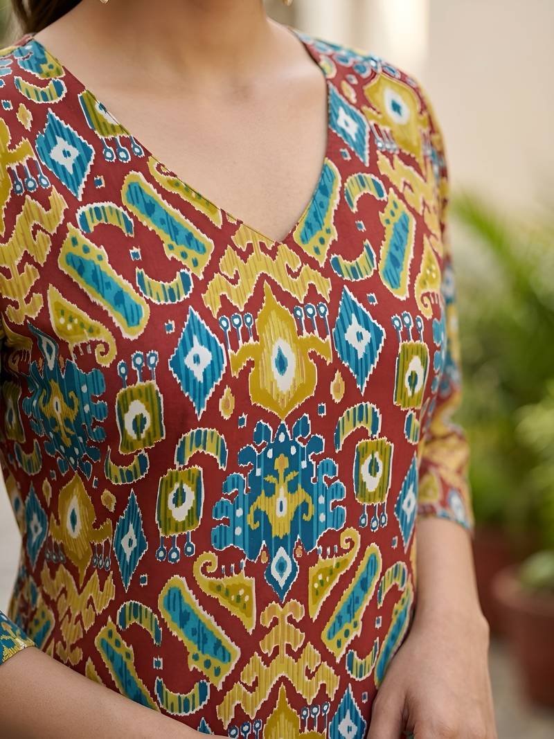 Multi  pure cotton printed kurti for women