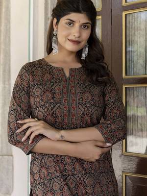 Multi  pure cotton printed kurti for women 4