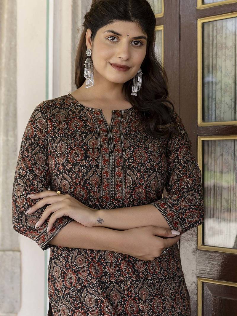Multi  pure cotton printed kurti for women