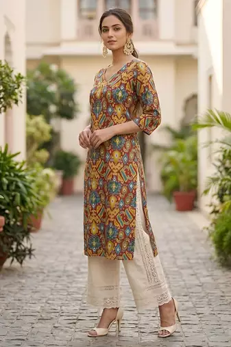 Multi  pure cotton printed kurti for women