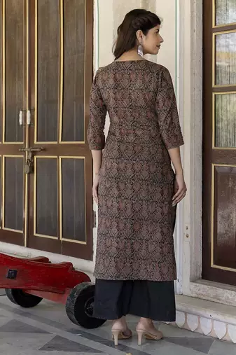 Multi  pure cotton printed kurti for women