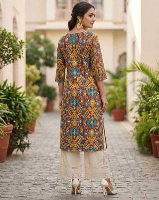 Multi  pure cotton printed kurti for women 5