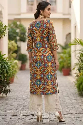 Multi  pure cotton printed kurti for women