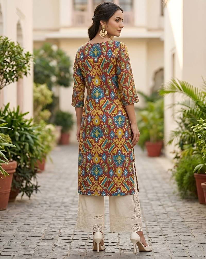 Multi  pure cotton printed kurti for women