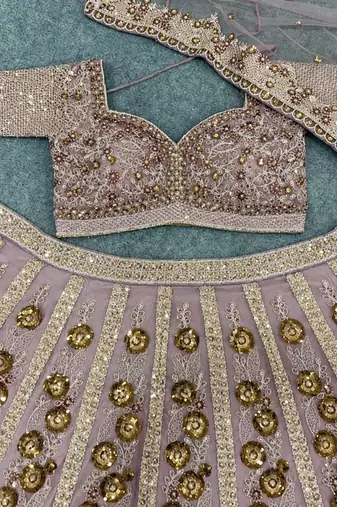 Light PInk Color Embroidery,Dori And Sequence Work Butterfly Net Lehenga Choli