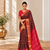 Brown zari woven silk blend traditional saree with blouse