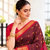 Brown zari woven silk blend traditional saree with blouse