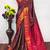 Brown zari woven silk blend traditional saree with blouse