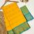 Golden yellow zari woven silk blend traditional saree with blouse