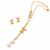 Anti-Tarnish Golden Designer Pearl Drop Pendant Neck Chain with Matching Stud Earrings
