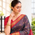 Grey zari woven silk blend traditional saree with blouse